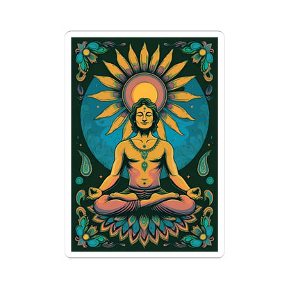 Psychedelic Sunflower Yoga Meditation Kiss-Cut Stickers