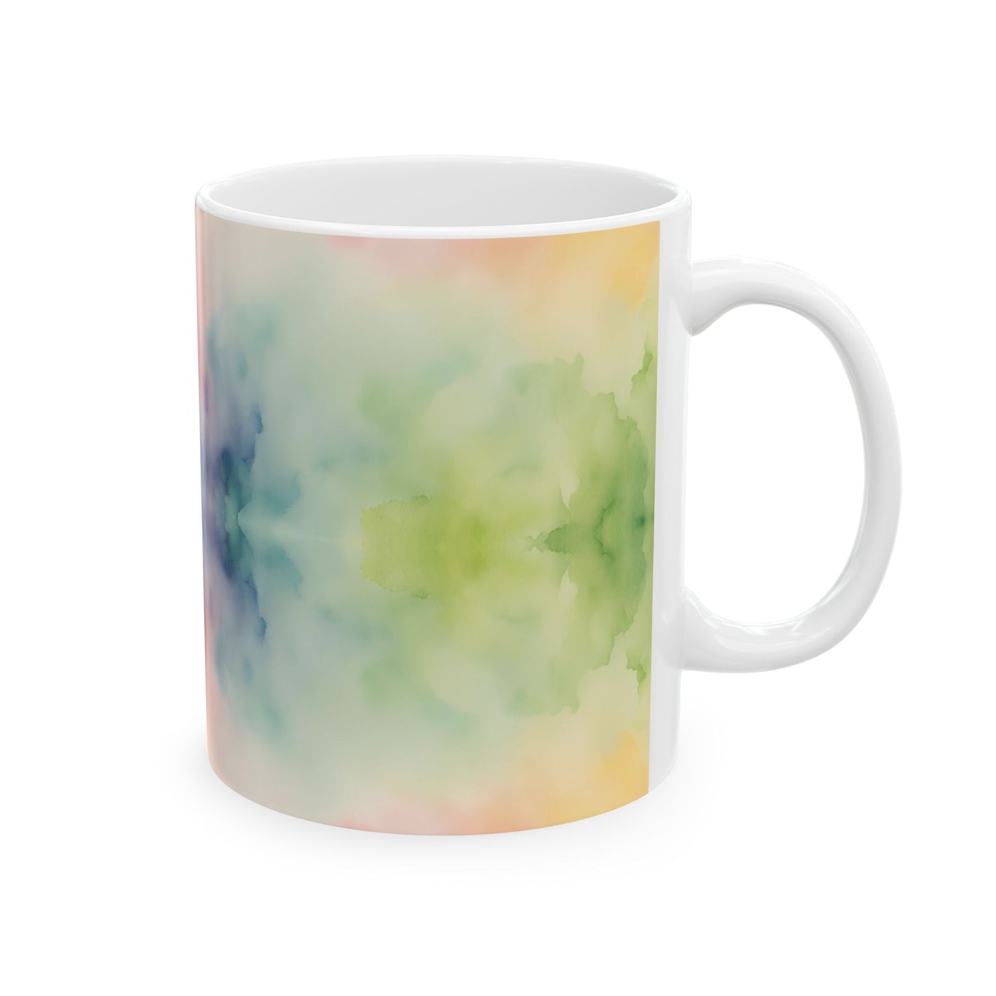 Watercolor Rainbow Ceramic Mug, (11oz, 15oz)