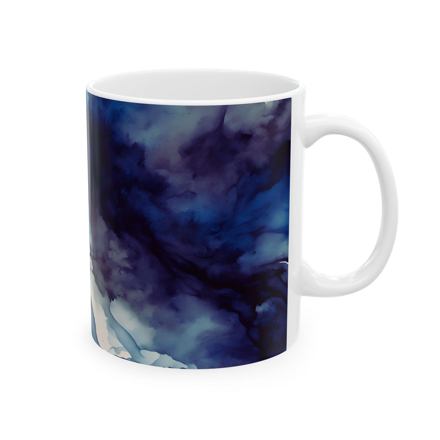 Deep Blue Watercolor Ceramic Mug, (11oz, 15oz)