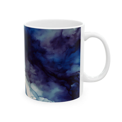 Deep Blue Watercolor Ceramic Mug, (11oz, 15oz)