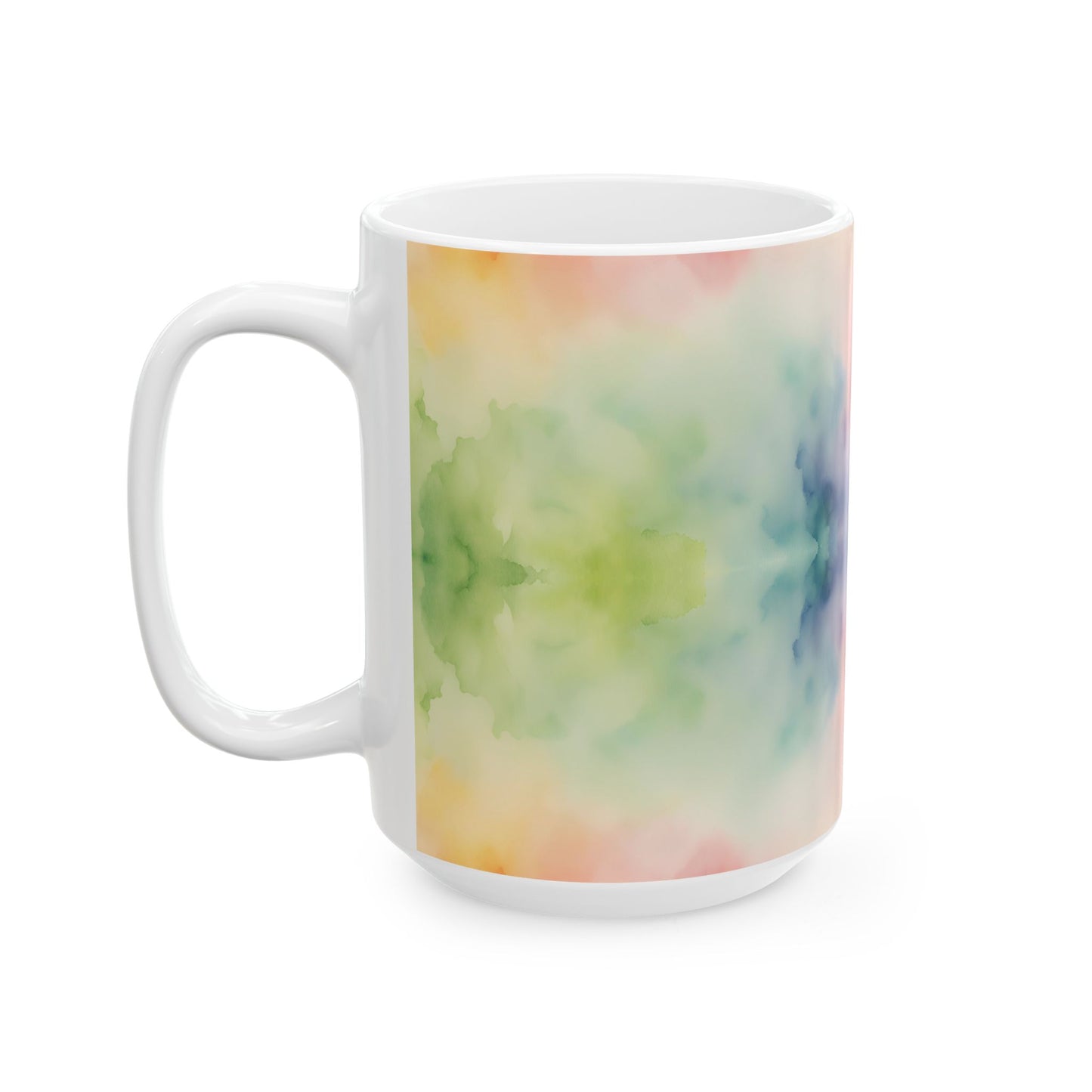 Watercolor Rainbow Ceramic Mug, (11oz, 15oz)