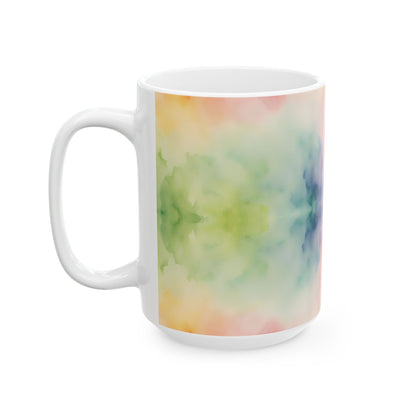 Watercolor Rainbow Ceramic Mug, (11oz, 15oz)