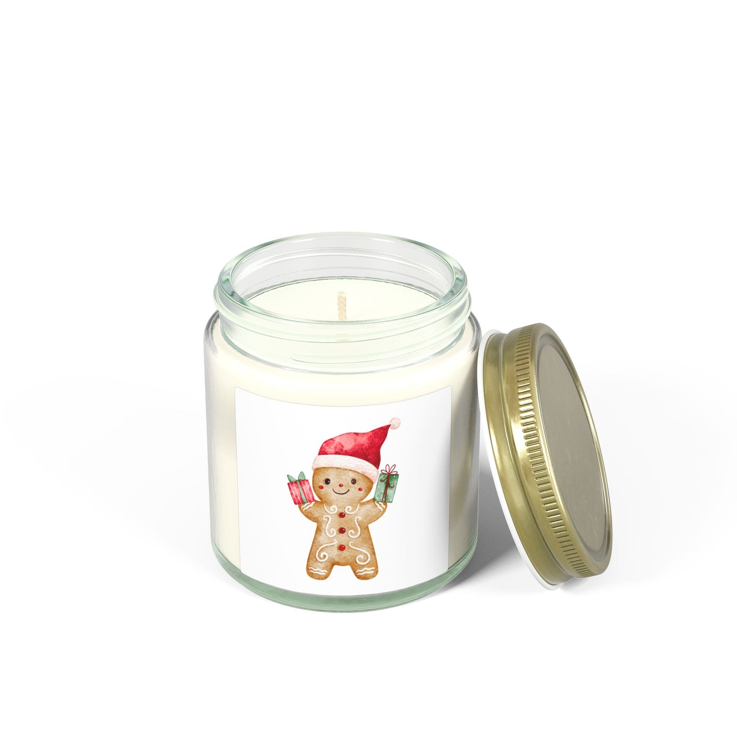 Gingerbread Boy Scented Candles, Coconut Apricot Wax (4oz, 9oz)