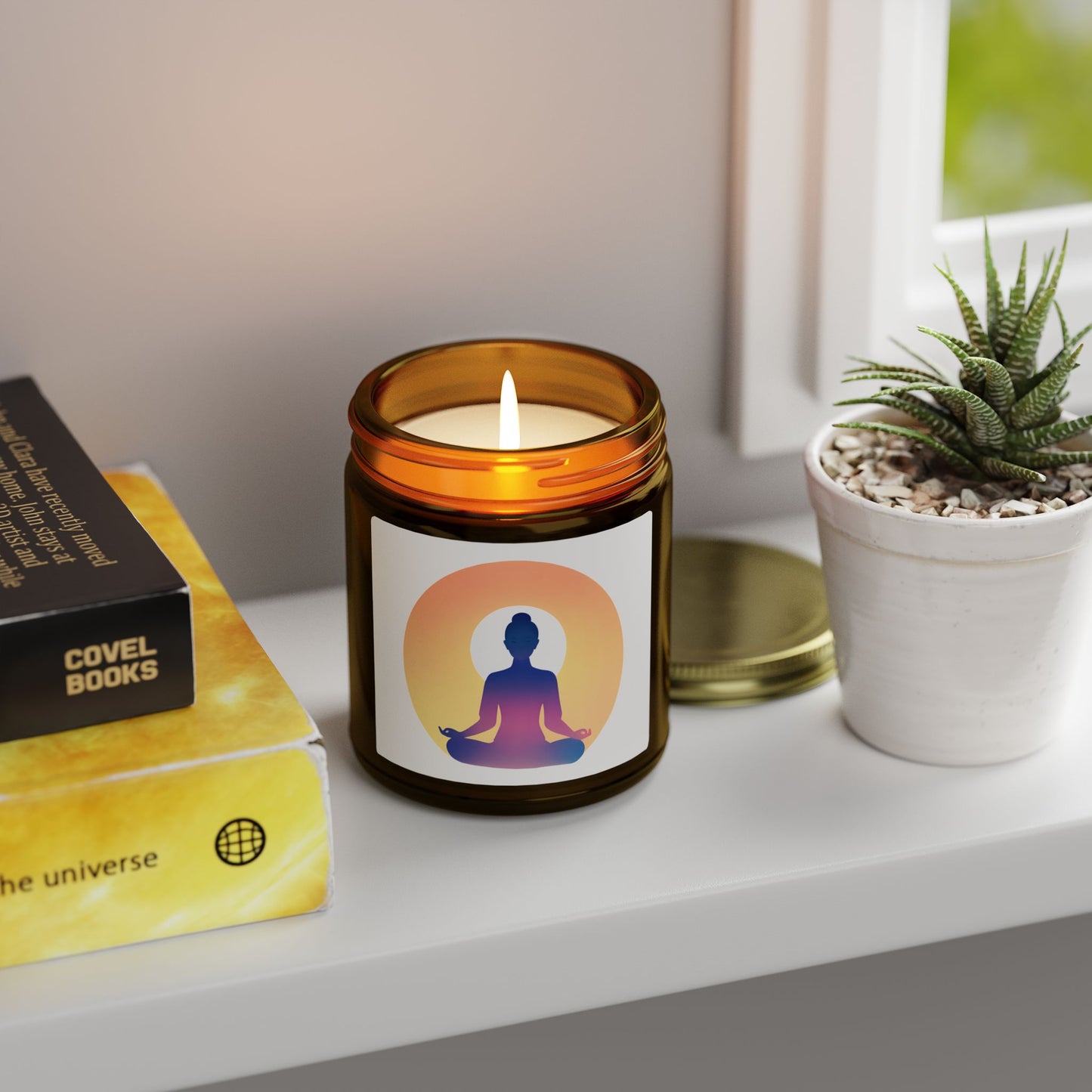 Yoga Sun Meditation Scented Candles, Coconut Apricot Wax (4oz, 9oz)