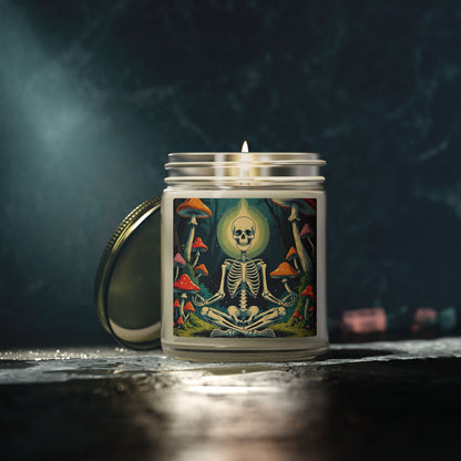 Skeleton Mushroom Meditation Scented Candles, Coconut Apricot Wax (4oz, 9oz)