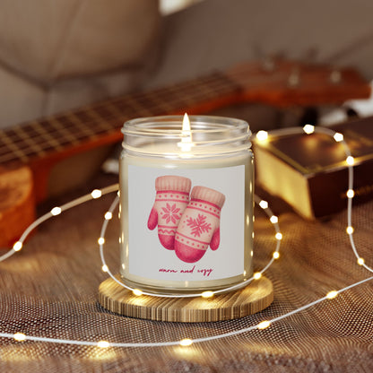 Warm and Cozy Mittens Scented Candles, Coconut Apricot Wax (4oz, 9oz)