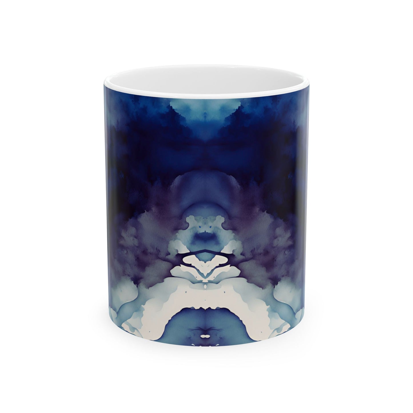 Deep Blue Watercolor Ceramic Mug, (11oz, 15oz)