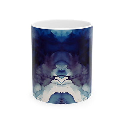 Deep Blue Watercolor Ceramic Mug, (11oz, 15oz)