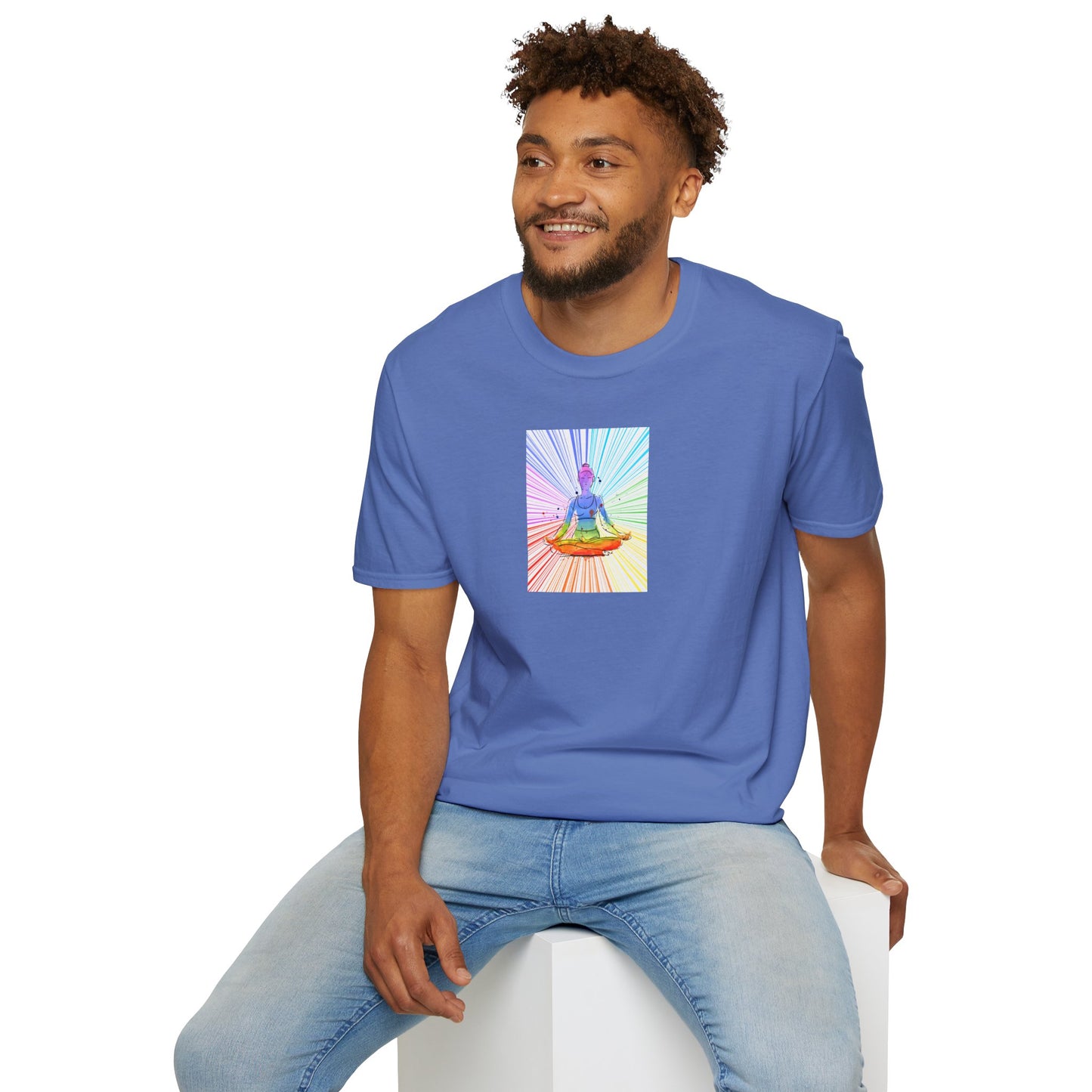 Fractal Rainbow Yoga Unisex Softstyle T-Shirt