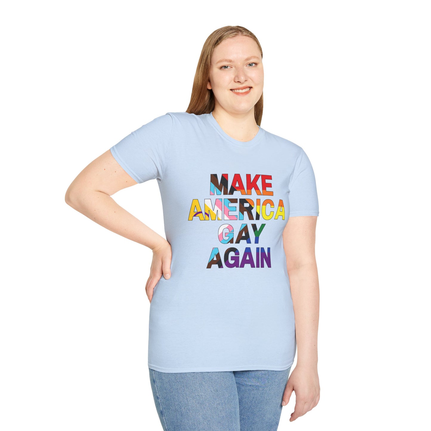 MAGA Make America Gay Again Pride Unisex Softstyle T-Shirt