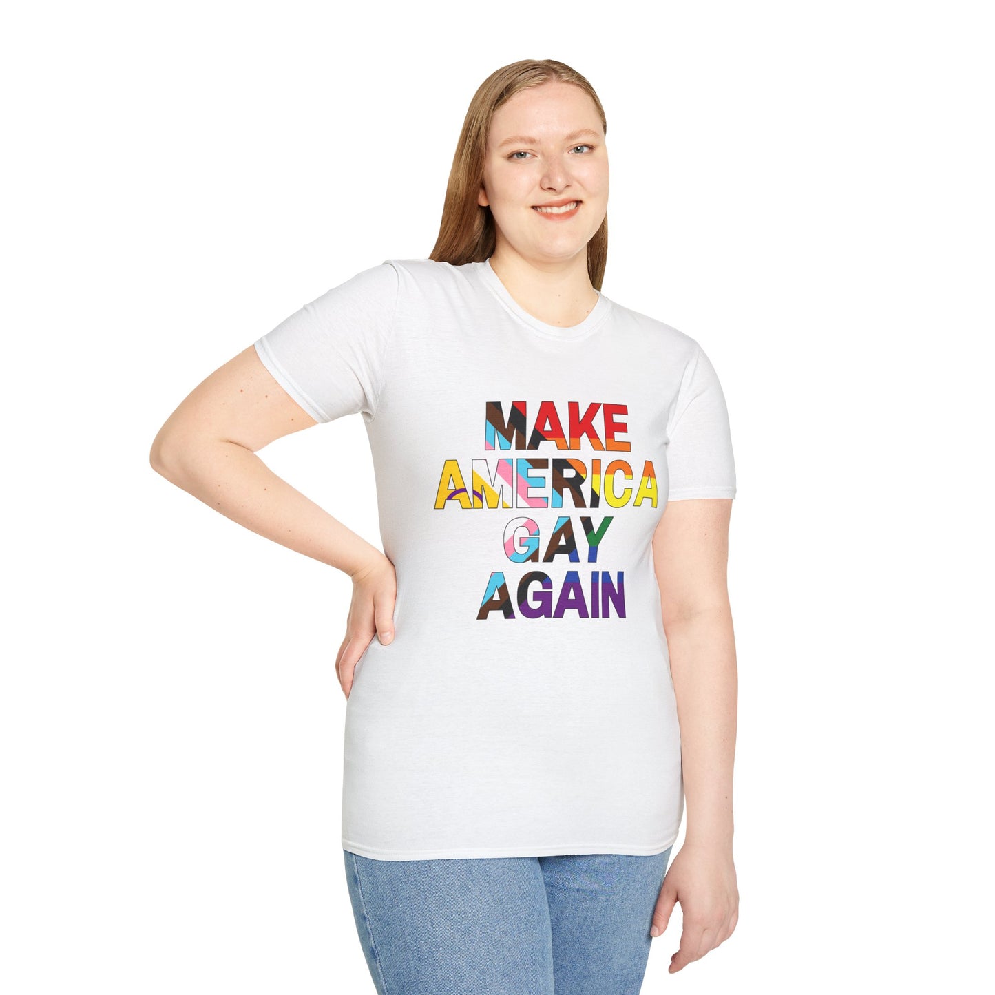 MAGA Make America Gay Again Pride Unisex Softstyle T-Shirt