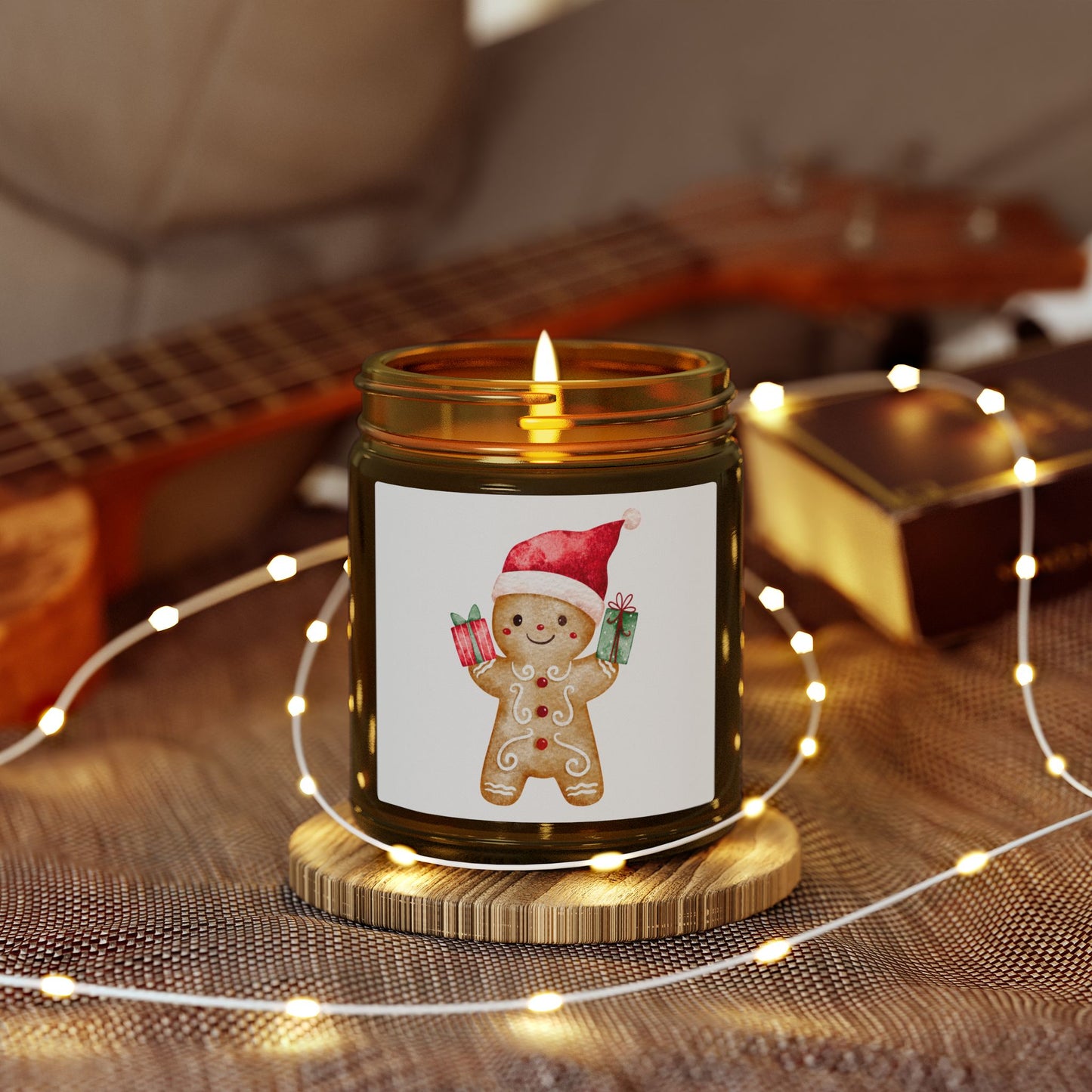 Gingerbread Boy Scented Candles, Coconut Apricot Wax (4oz, 9oz)