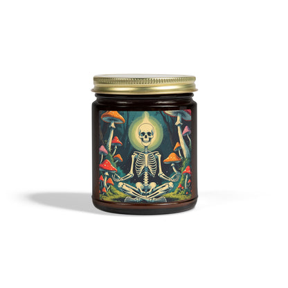 Skeleton Mushroom Meditation Scented Candles, Coconut Apricot Wax (4oz, 9oz)