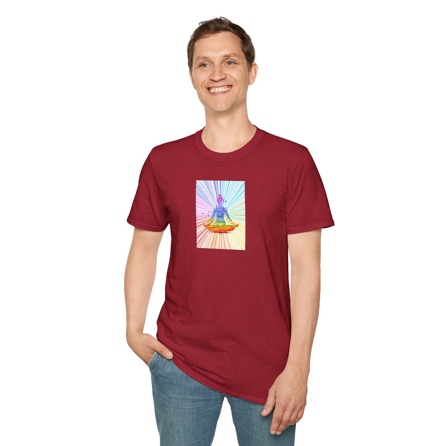 Fractal Rainbow Yoga Unisex Softstyle T-Shirt