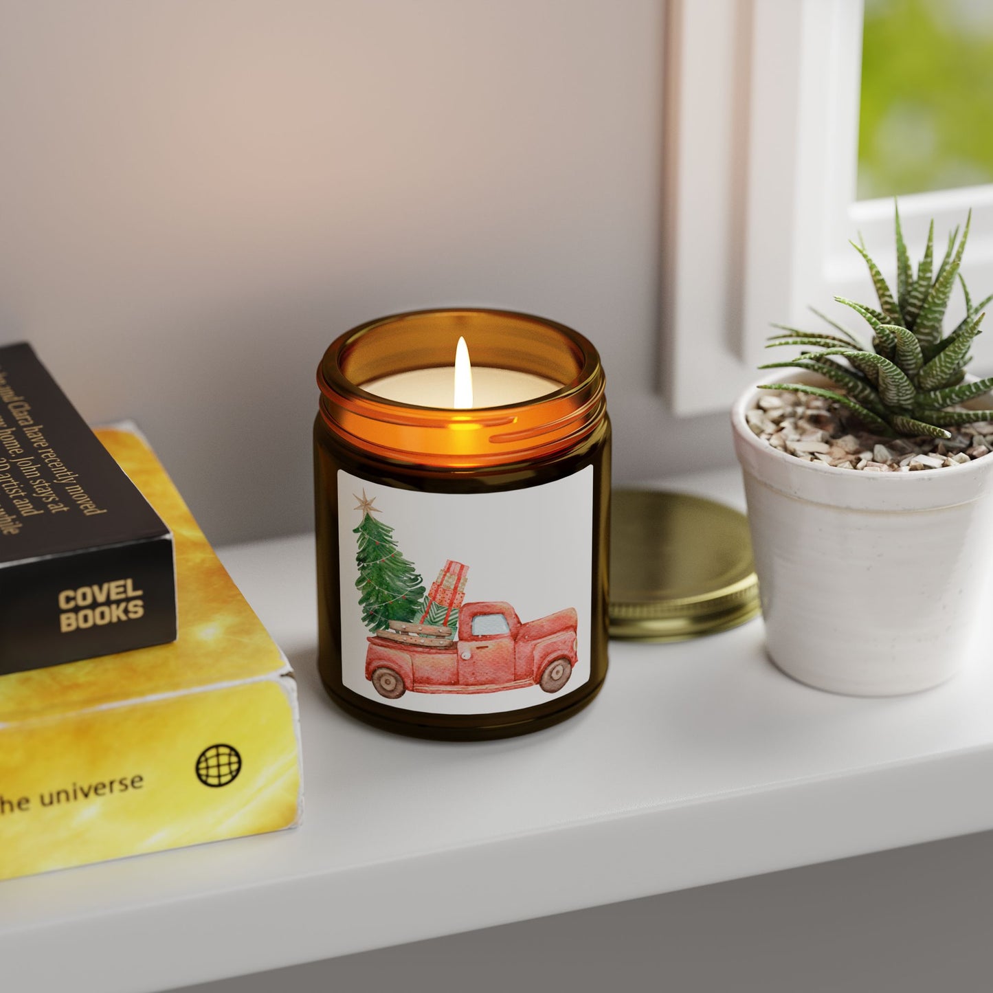 Old Red Truck Scented Candles, Coconut Apricot Wax (4oz, 9oz)