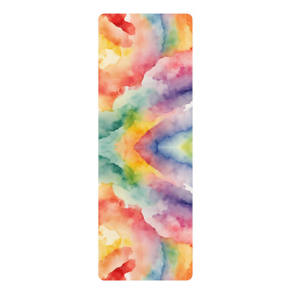 Rainbow Watercolor Rubber Yoga Mat