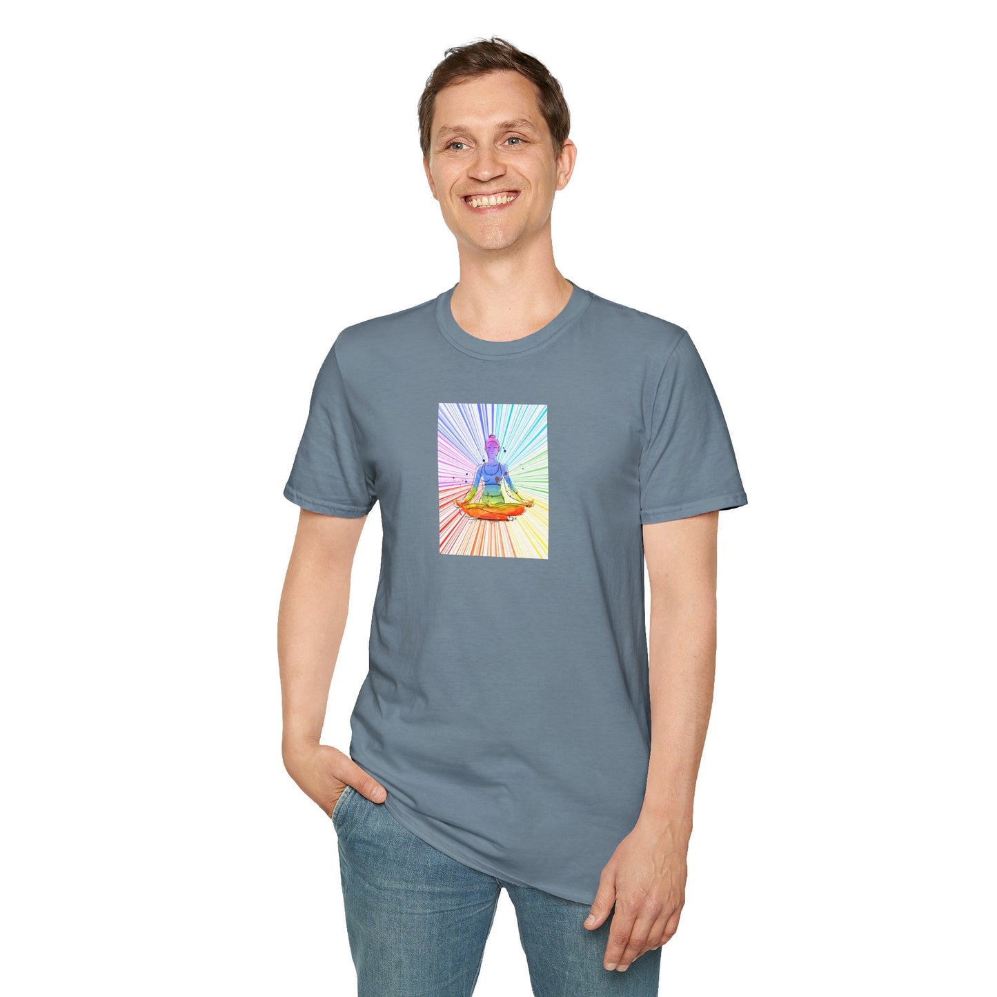 Fractal Rainbow Yoga Unisex Softstyle T-Shirt