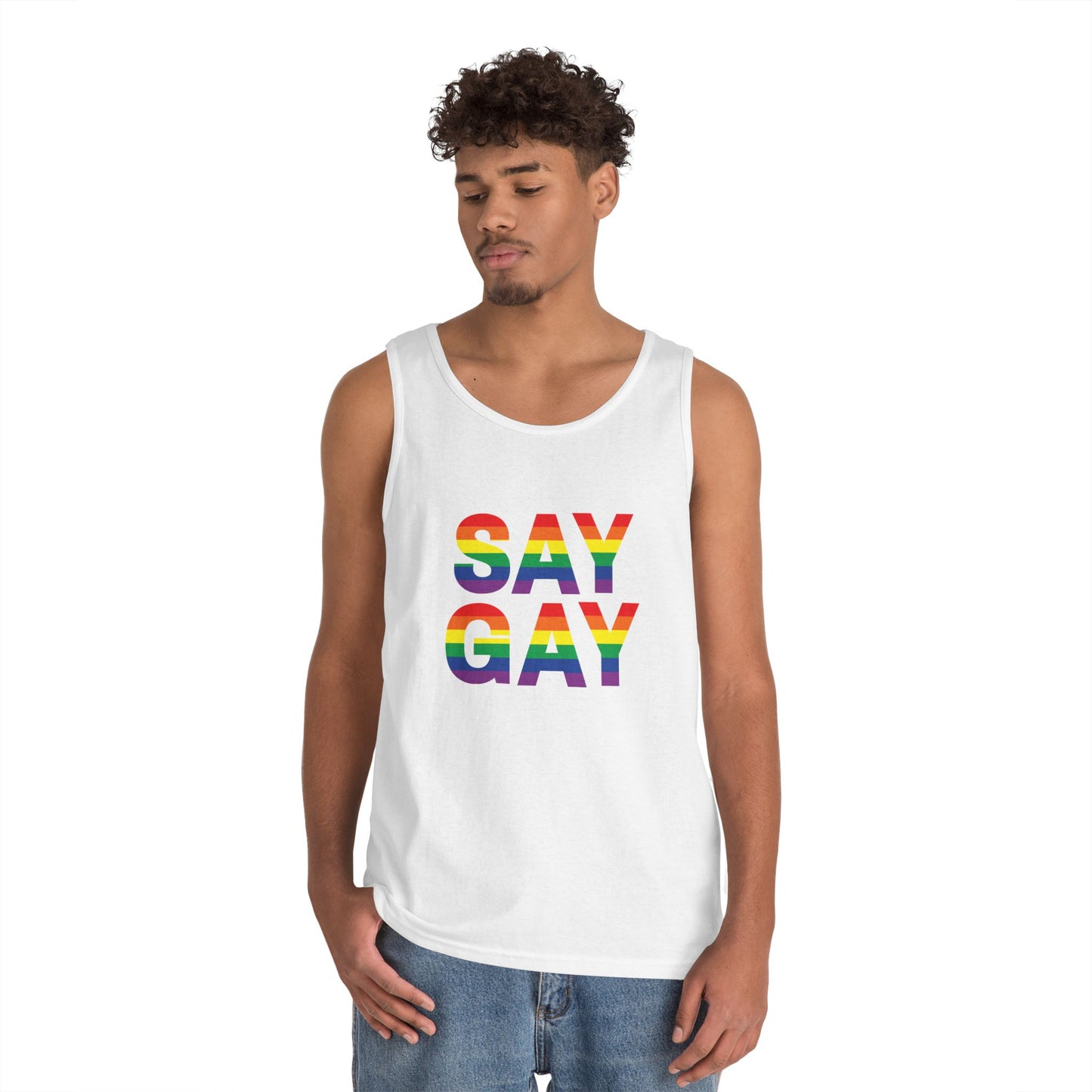 Say Gay Unisex Heavy Cotton Tank Top