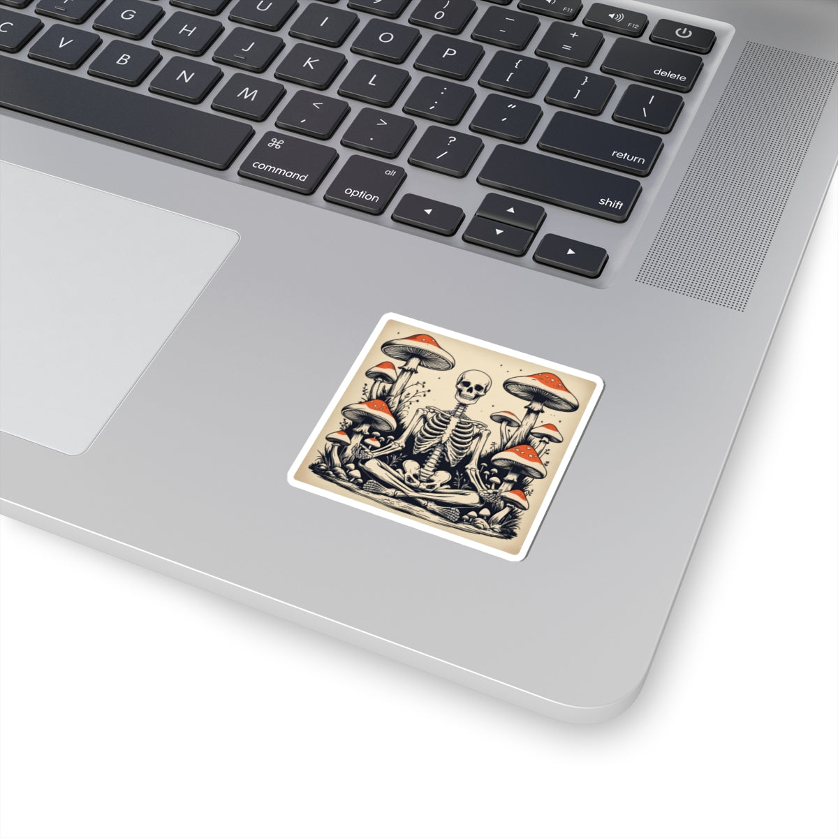 Mindful Skeleton with Mushrooms Kiss-Cut Stickers