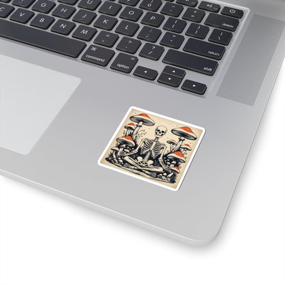 Mindful Skeleton with Mushrooms Kiss-Cut Stickers