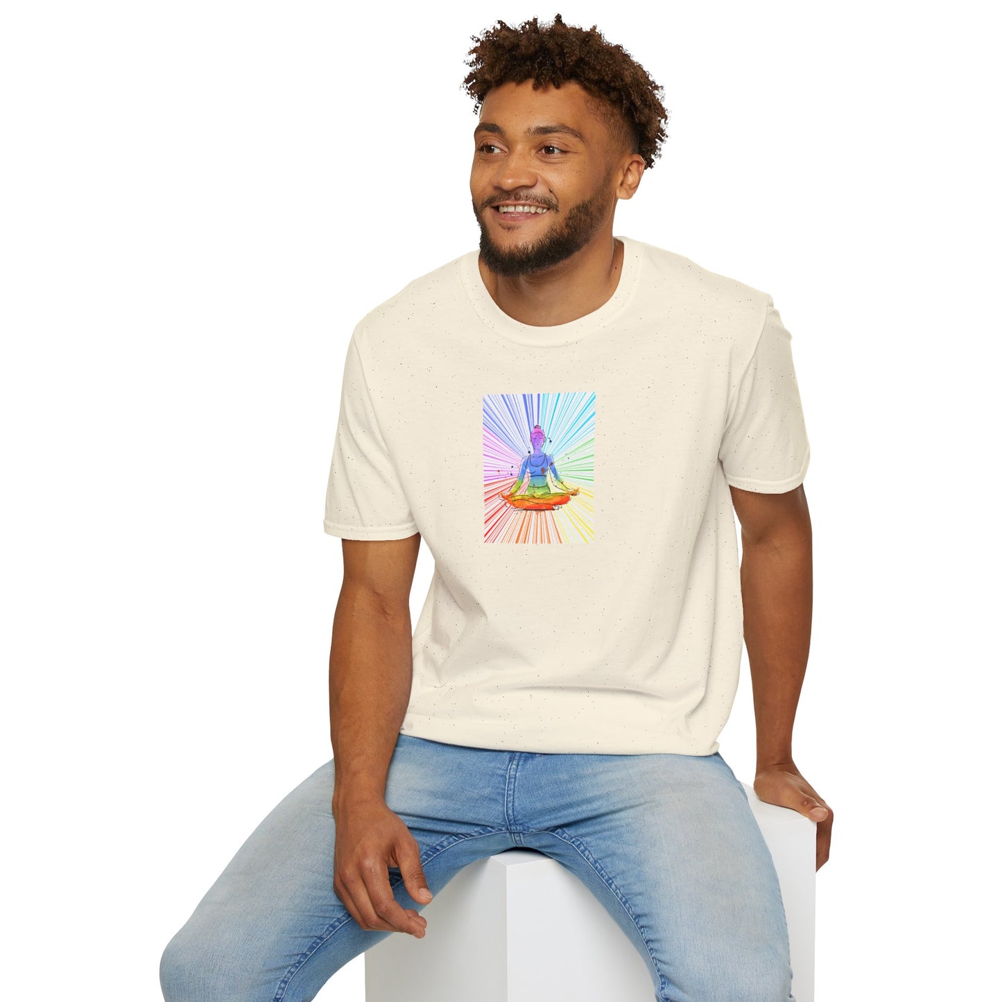 Fractal Rainbow Yoga Unisex Softstyle T-Shirt