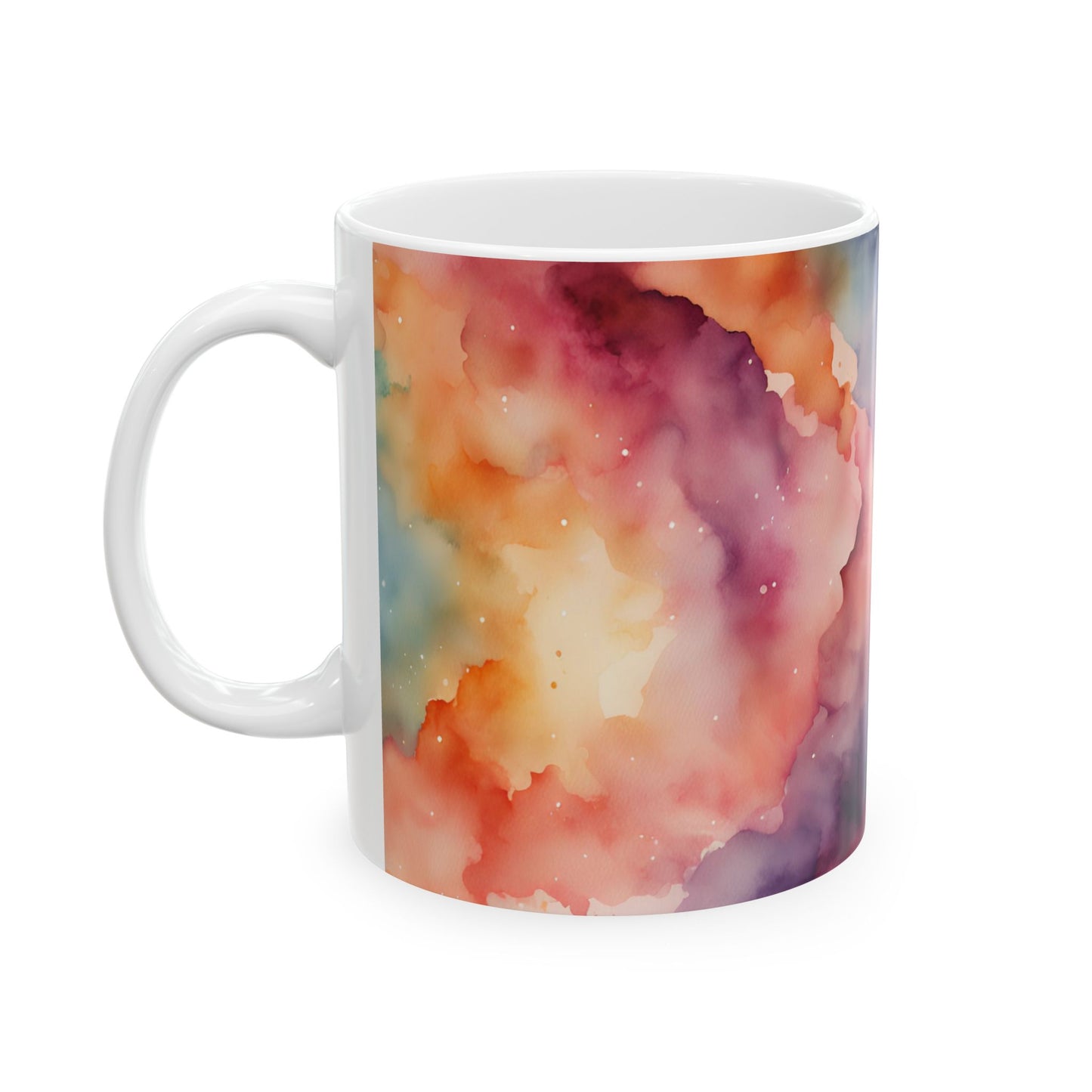 Rainbow Watercolor Ceramic Mug, (11oz, 15oz)