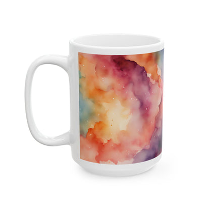 Rainbow Watercolor Ceramic Mug, (11oz, 15oz)