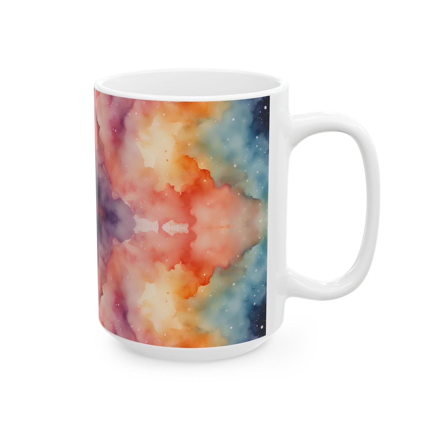 Tie Dye Watercolor Ceramic Mug, (11oz, 15oz)