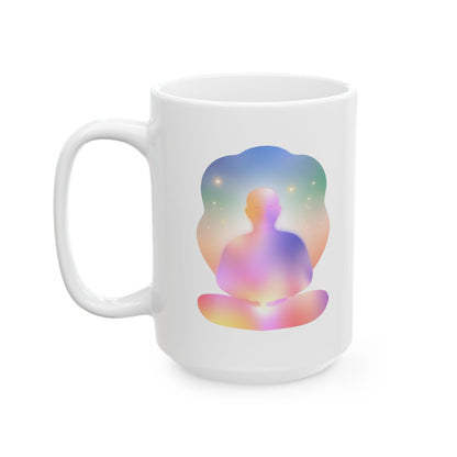 Glowing Mindfulness Meditation Ceramic Mug, (11oz, 15oz)