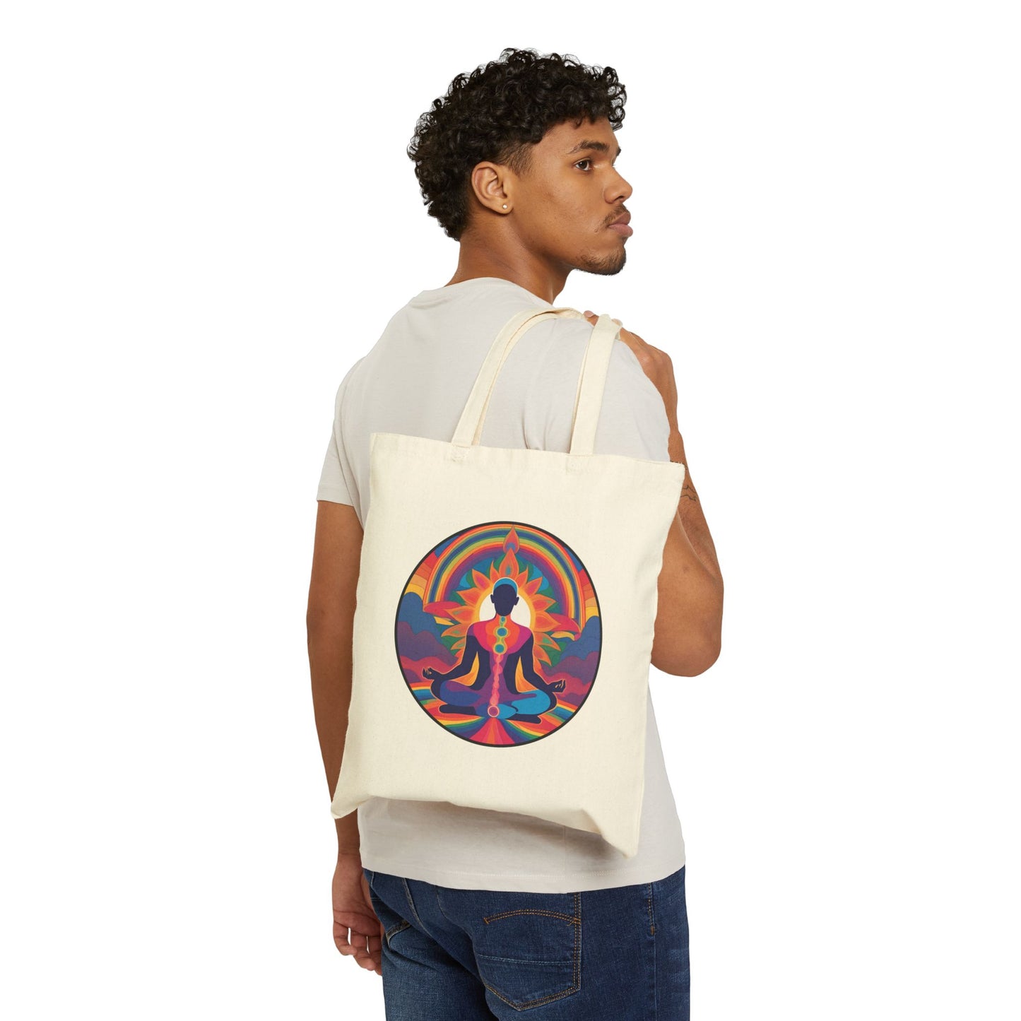 Psychedelic Yoga Meditation Cotton Canvas Tote Bag