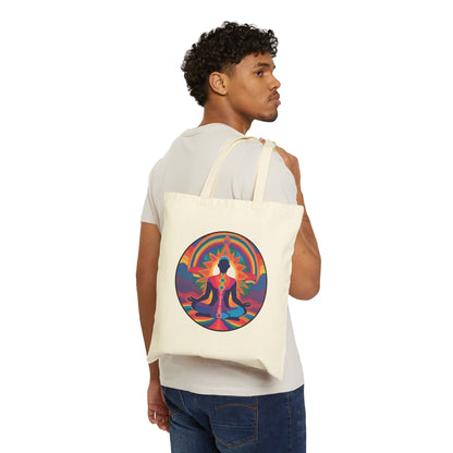 Psychedelic Yoga Meditation Cotton Canvas Tote Bag