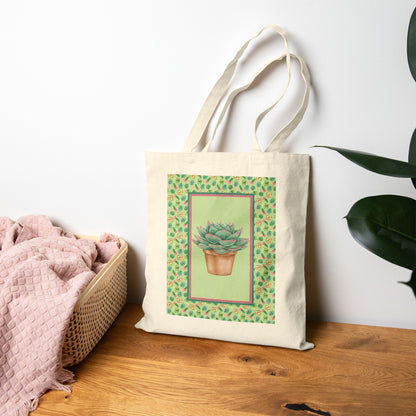 Succulent Cotton Canvas Tote Bag