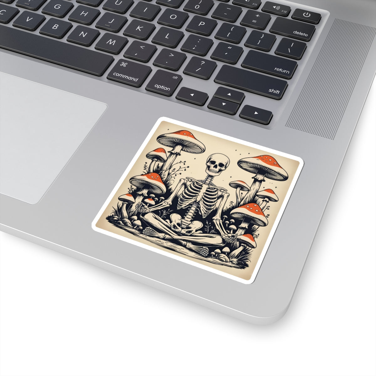 Mindful Skeleton with Mushrooms Kiss-Cut Stickers