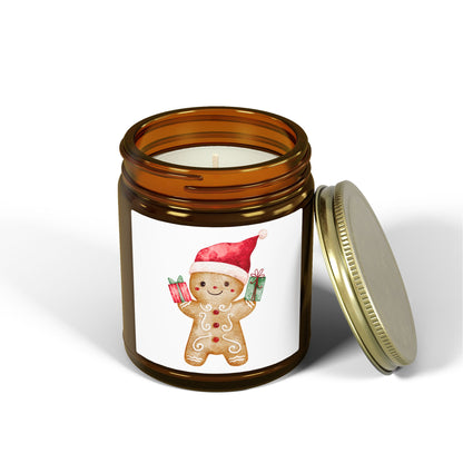 Gingerbread Boy Scented Candles, Coconut Apricot Wax (4oz, 9oz)