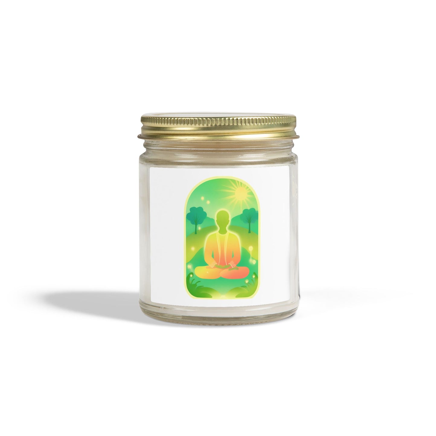 Green Yoga Meditation Scented Candles, Coconut Apricot Wax (4oz, 9oz)