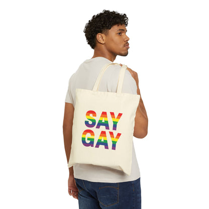 Say Gay Pride Canvas Tote