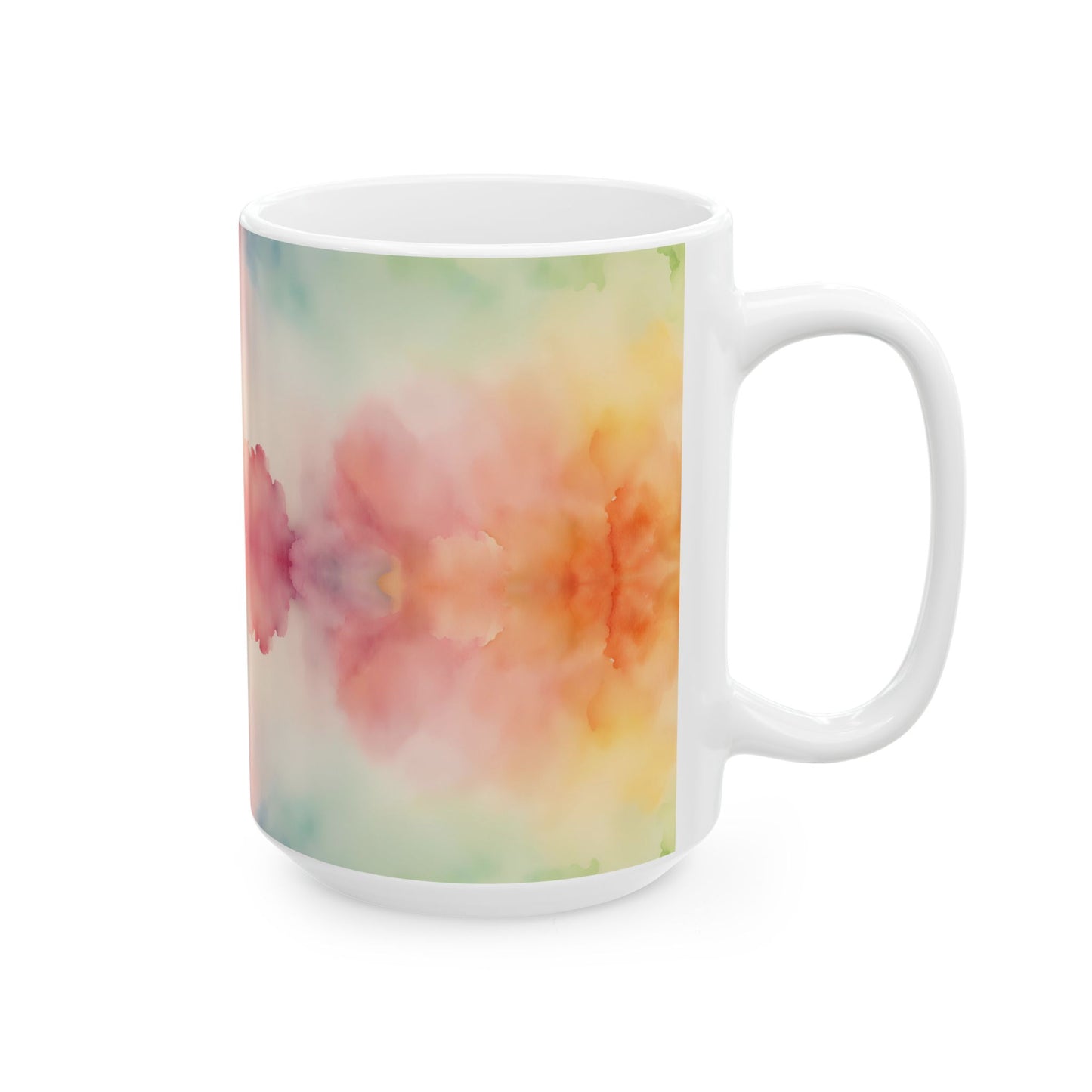 Warm Rainbow Watercolor Ceramic Mug, (11oz, 15oz)