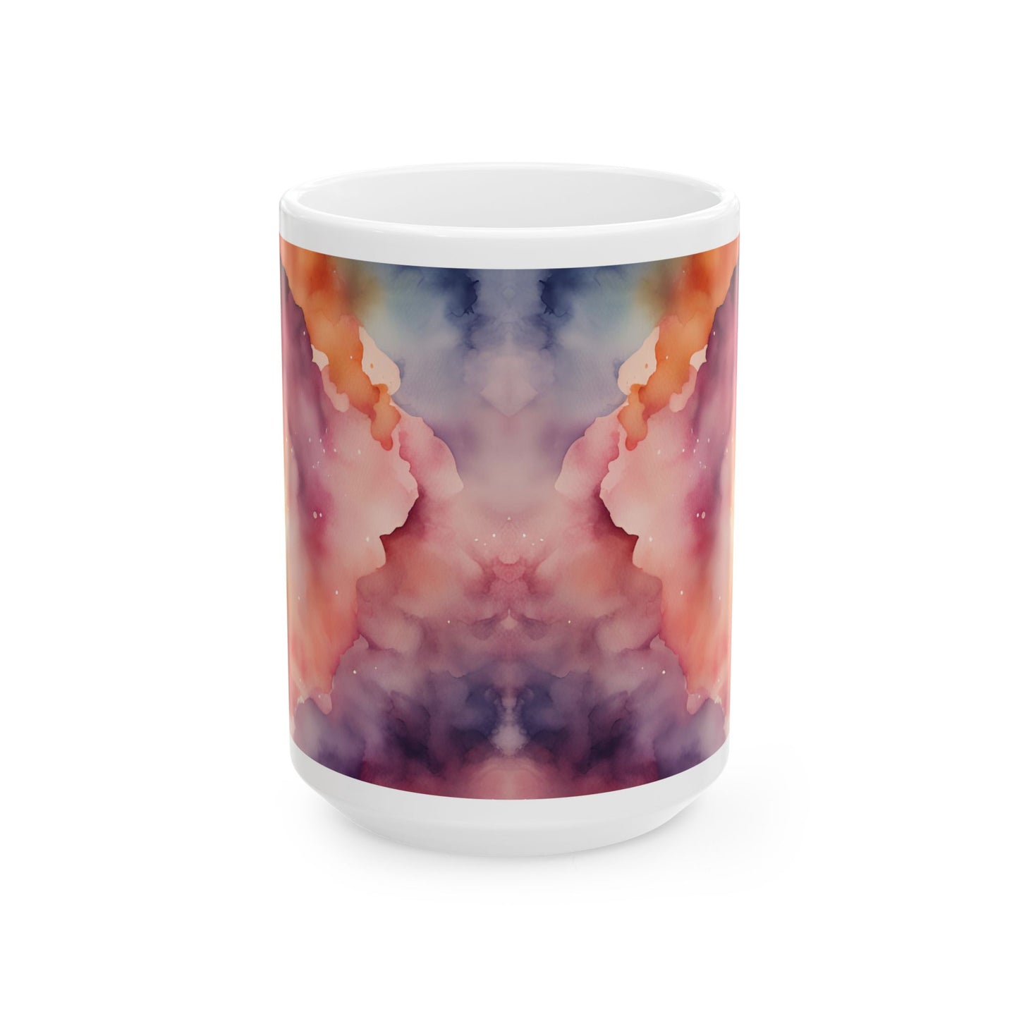Rainbow Watercolor Ceramic Mug, (11oz, 15oz)