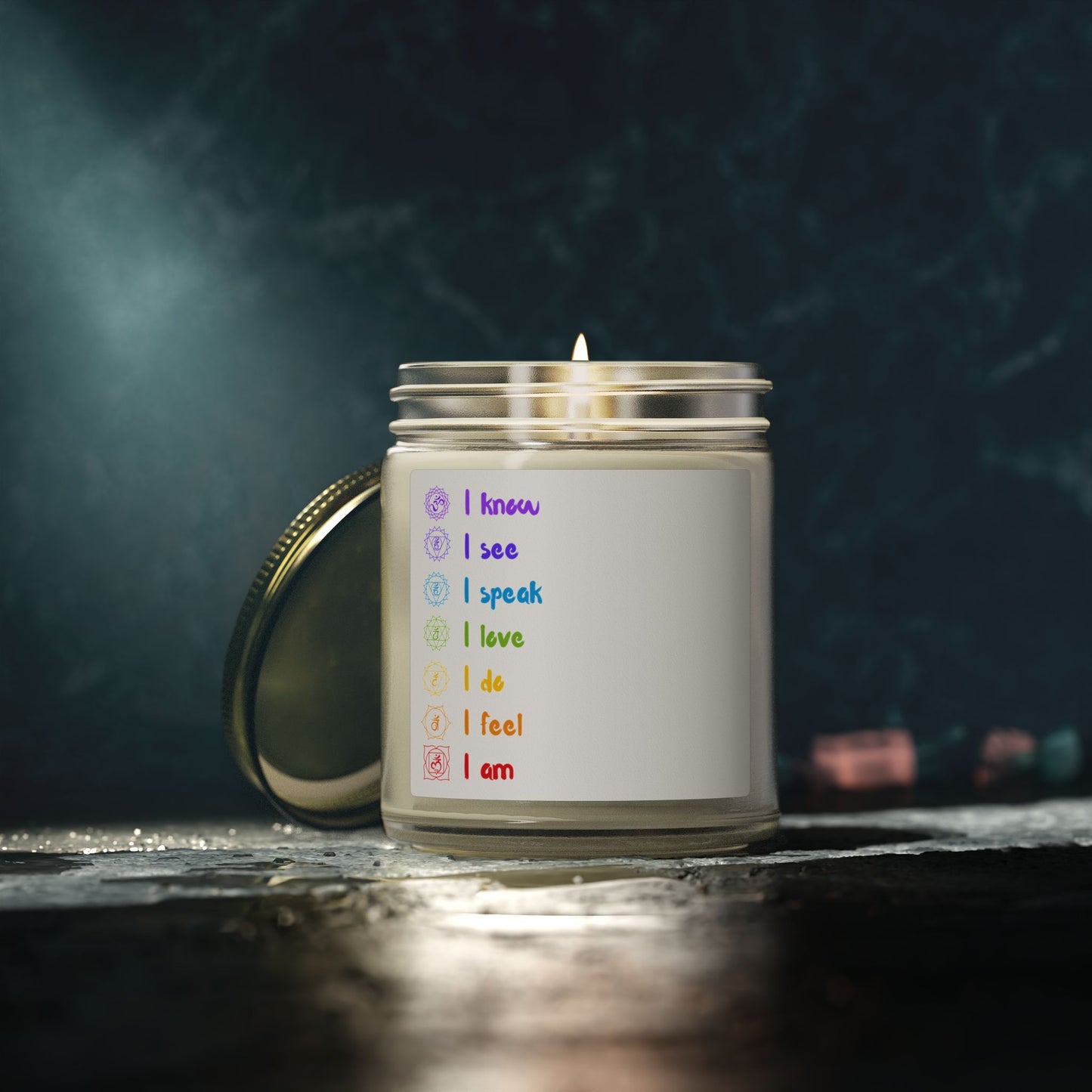 Yoga Chakras Scented Candles, Coconut Apricot Wax (4oz, 9oz)