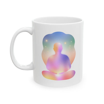 Glowing Mindfulness Meditation Ceramic Mug, (11oz, 15oz)