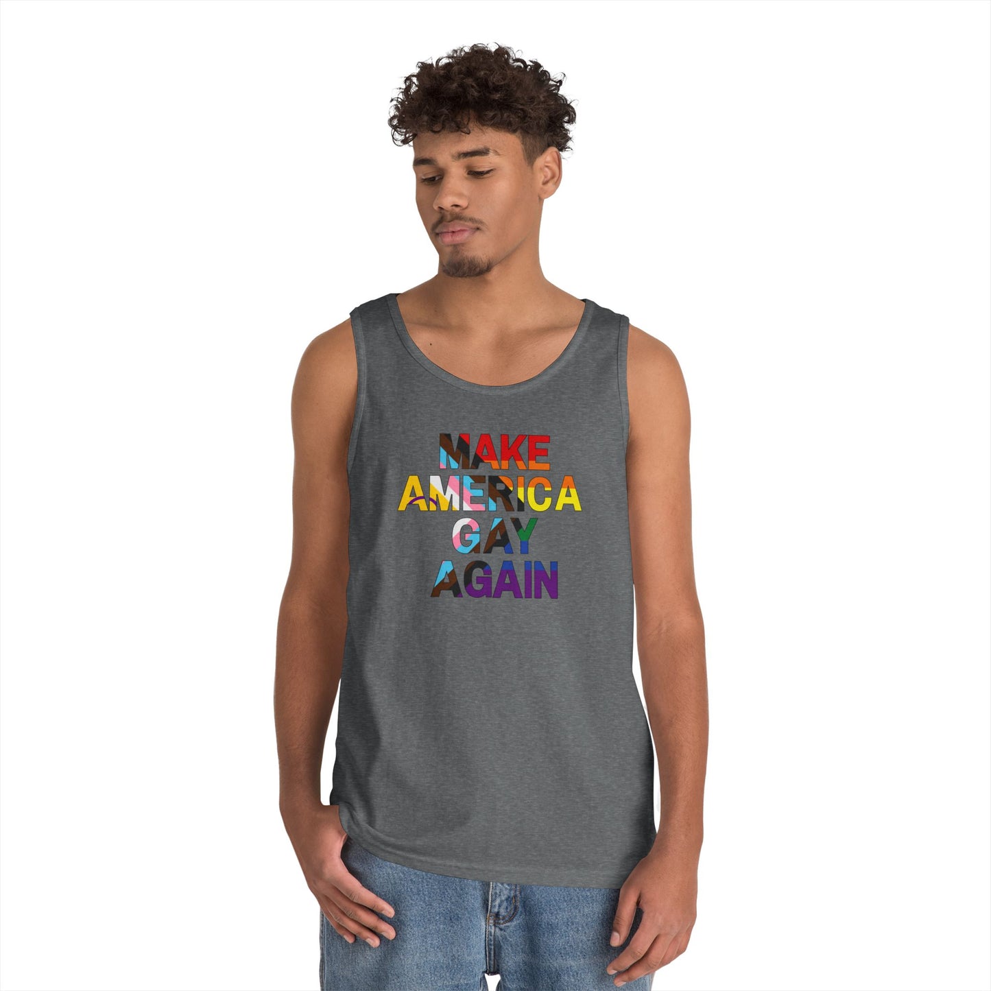MAGA Make America Gay Again Unisex Heavy Cotton Tank Top