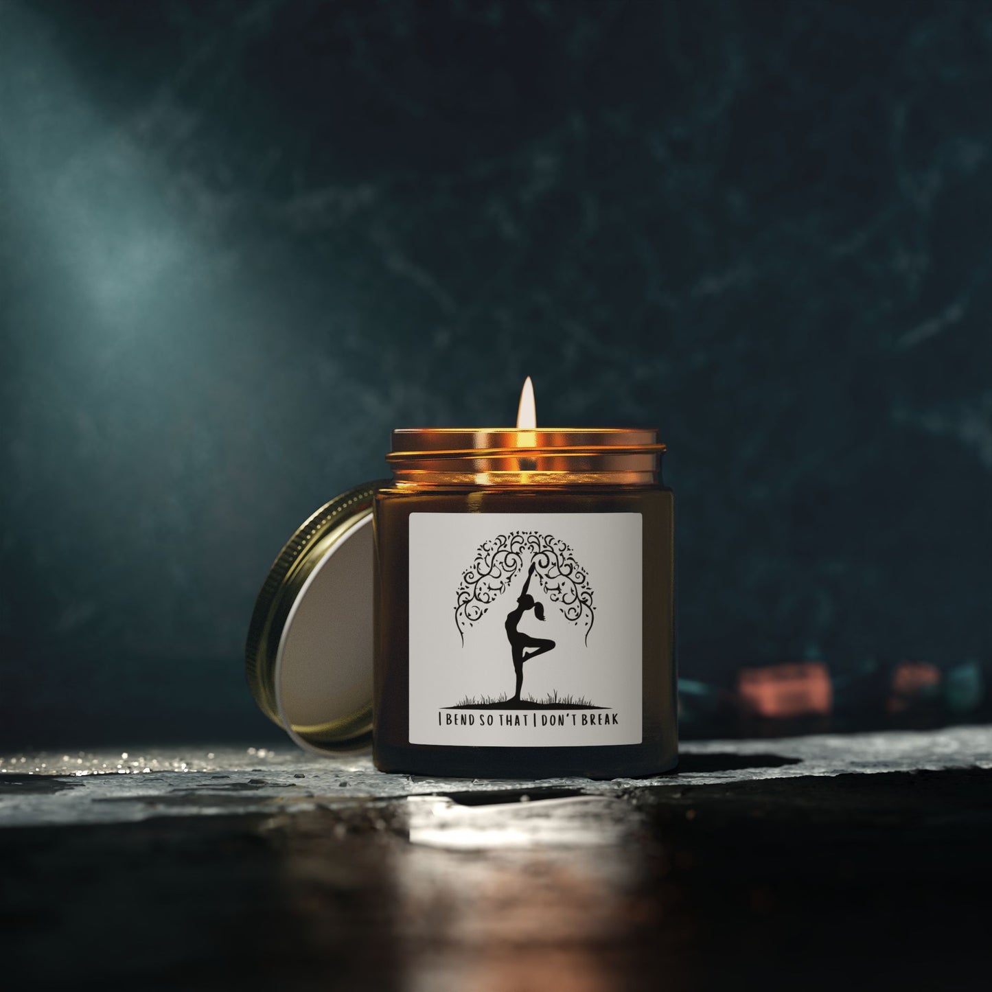 I Bend So That I Don't Break Yoga Scented Candles, Coconut Apricot Wax (4oz, 9oz)