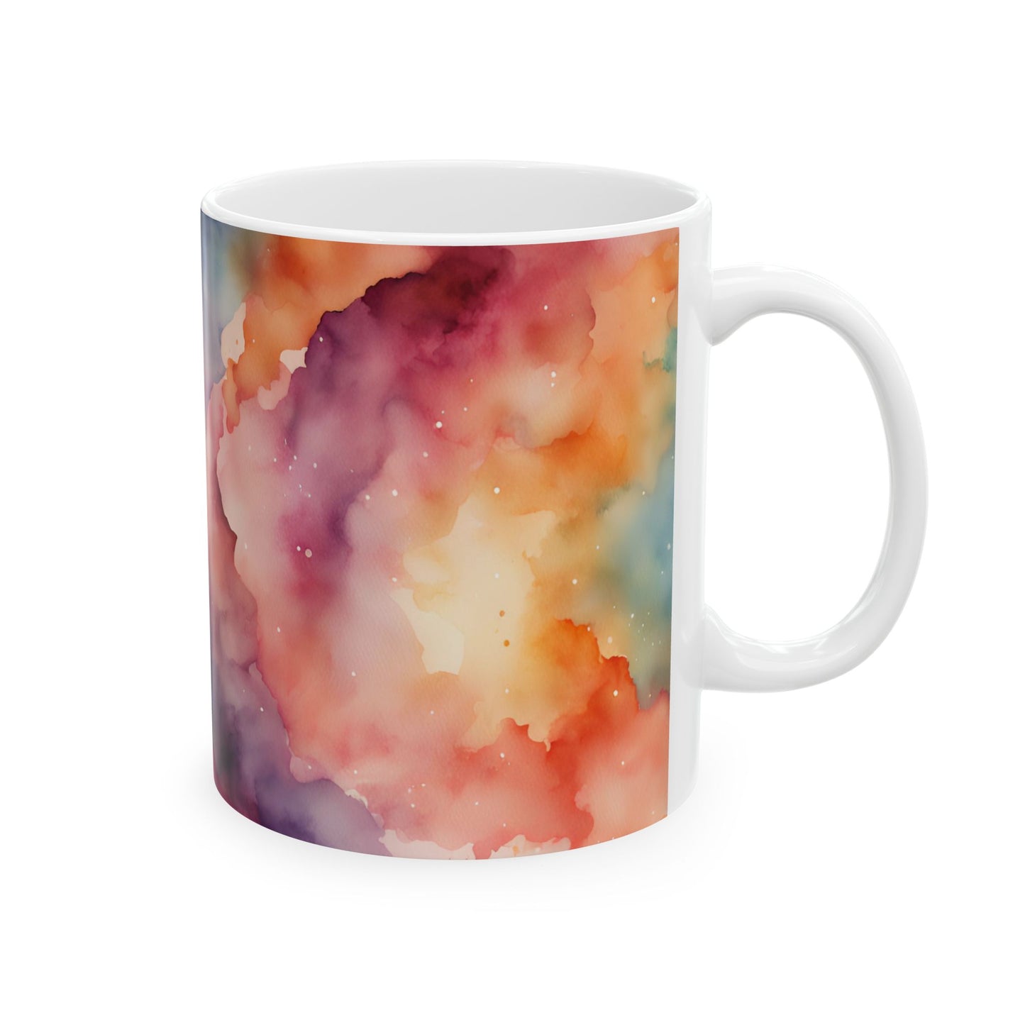 Rainbow Watercolor Ceramic Mug, (11oz, 15oz)
