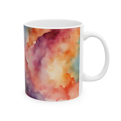 Rainbow Watercolor Ceramic Mug, (11oz, 15oz)