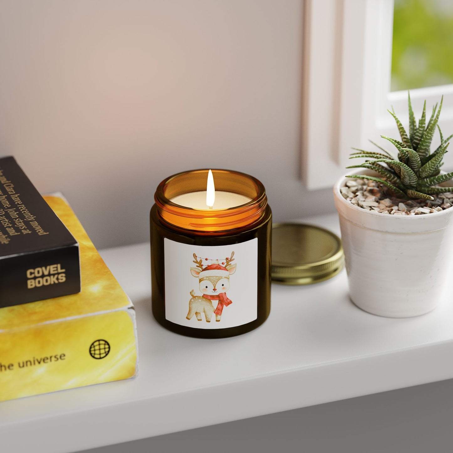 Reindeer Scented Candles, Coconut Apricot Wax (4oz, 9oz)
