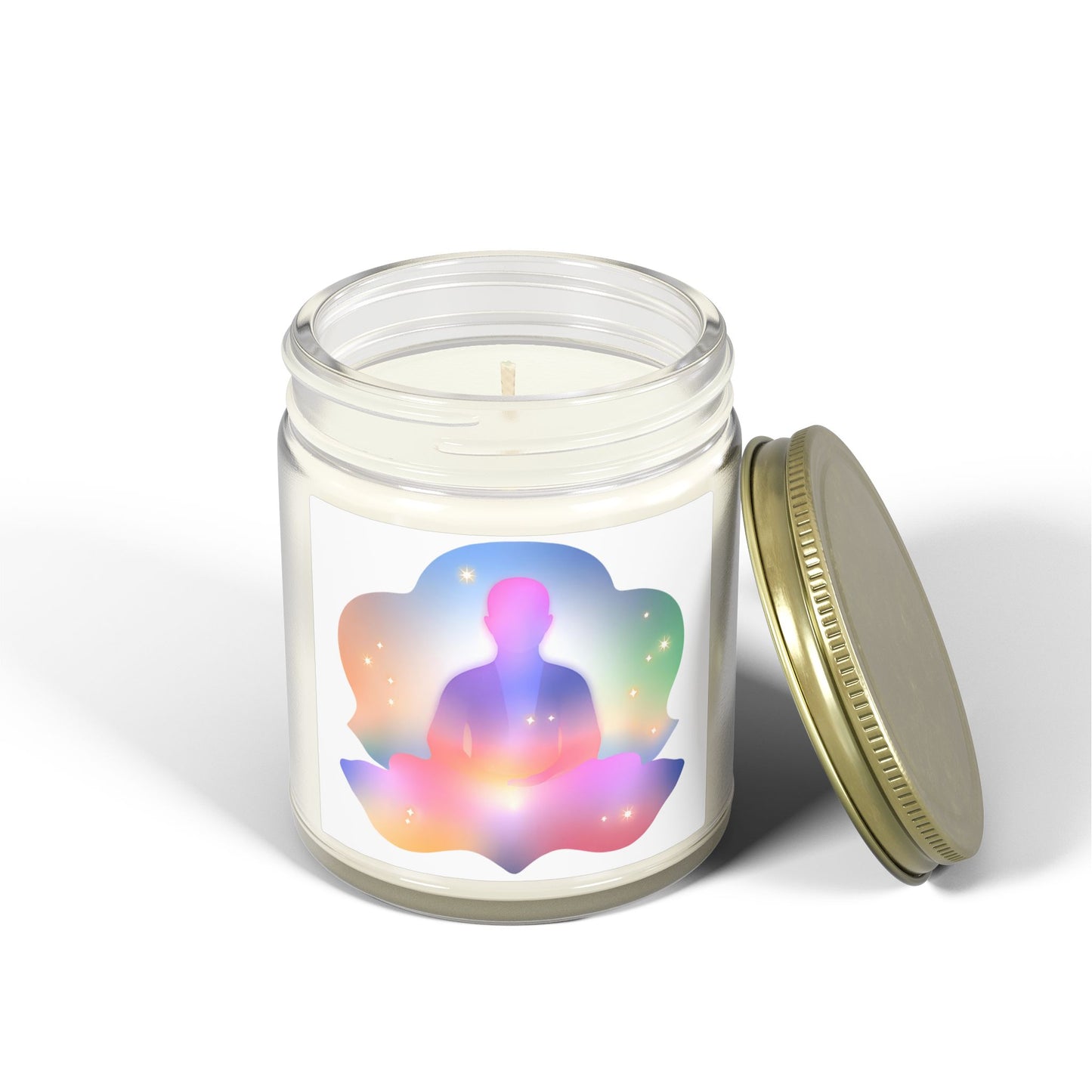 Glowing Lotus Meditation Scented Candles, Coconut Apricot Wax (4oz, 9oz)