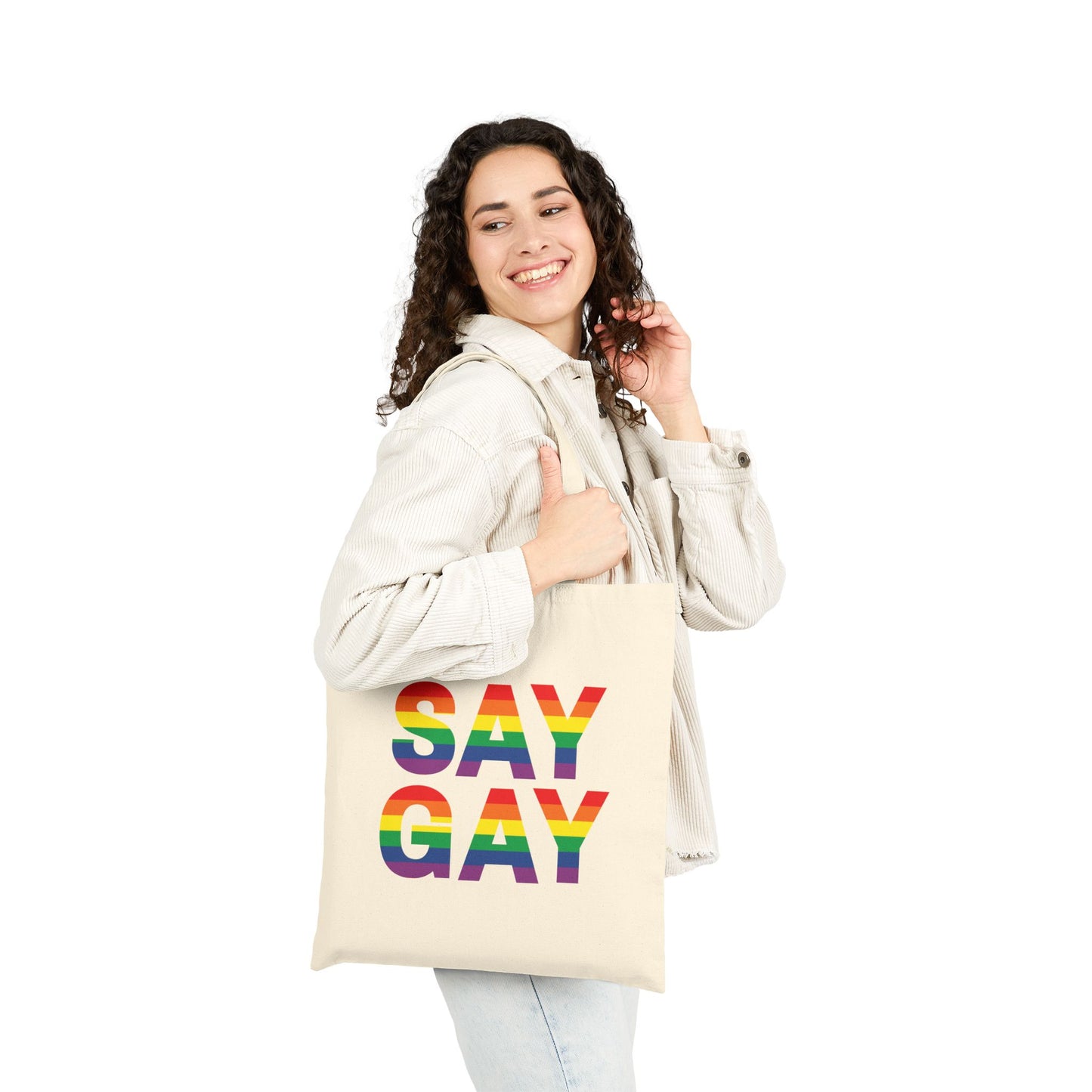 Say Gay Pride Canvas Tote
