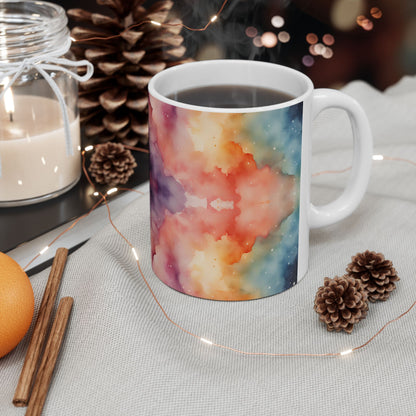 Tie Dye Watercolor Ceramic Mug, (11oz, 15oz)