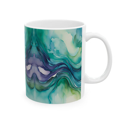 Watercolor Waves Ceramic Mug, (11oz, 15oz)
