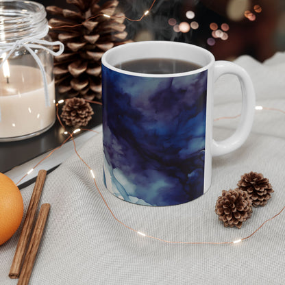 Deep Blue Watercolor Ceramic Mug, (11oz, 15oz)